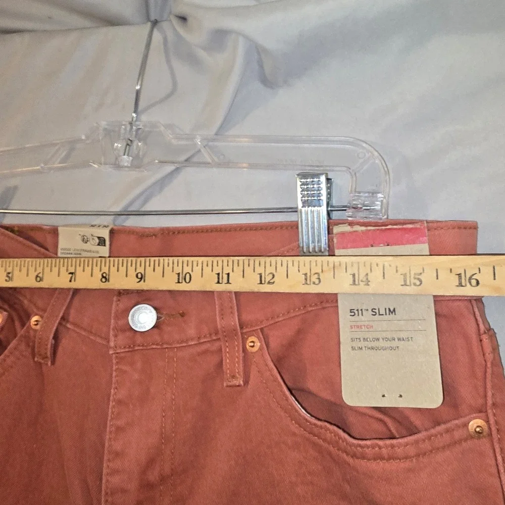 Levi's 511 Slim Fit Jeans 32x30 Mens Burnt Orange Stretch Denim Fall